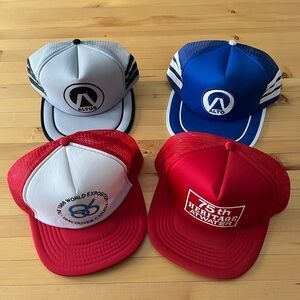 Men's Vintage Trucker Snapback Hats Set from 1980s - Gray, Blue, Red Brand New
